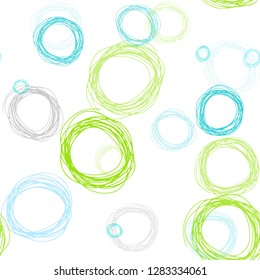 Light Blue, Green vector seamless template with circles. Illustration with set of shining colorful abstract circles. Design for textile, fabric, wallpapers.