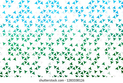 Light Blue, Green vector seamless backdrop with lines, triangles. Beautiful illustration with triangles in nature style. Design for textile, fabric, wallpapers.
