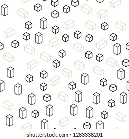 Light Blue, Green vector seamless, isometric pattern in square style. Decorative design in abstract style with rectangles. Design for textile, fabric, wallpapers.
