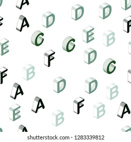 Light Blue, Green vector seamless texture with 3D ABC characters. Abstract illustration with 3D ABC symbols. Design for textile, fabric, wallpapers.