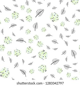 Light Blue, Green vector seamless doodle template with leaves, flowers. Shining colorful illustration with leaves, flowers. Design for textile, fabric, wallpapers.