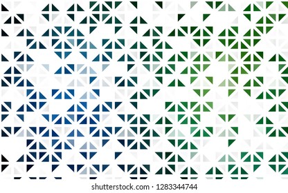 Light Blue, Green vector seamless template with crystals, triangles. Triangles on abstract background with colorful gradient. Design for textile, fabric, wallpapers.