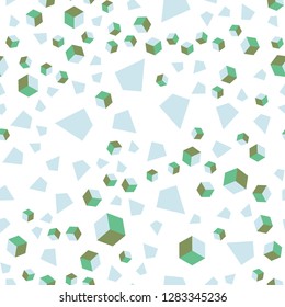 Light Blue, Green vector seamless, isometric template with crystals, squares. Illustration with colorful triangles, rectangles. Template for business cards, websites.