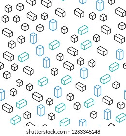 Light Blue, Green vector seamless, isometric texture in rectangular style. Glitter abstract illustration with rectangular shapes. Texture for window blinds, curtains.