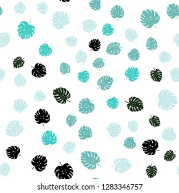 Light Blue, Green vector seamless elegant pattern with leaves. A vague abstract illustration with leaves in doodles style. Template for business cards, websites.