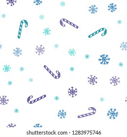Light Blue, Green vector seamless background with tasty xmas sweets.