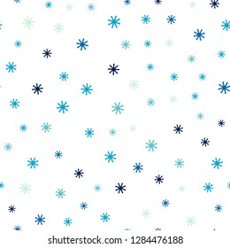 Light Blue, Green vector seamless cover with beautiful snowflakes. Modern geometrical abstract illustration with snowflakes. Pattern for trendy fabric, wallpapers.