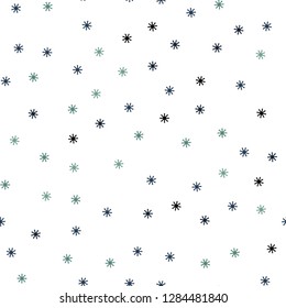 Light Blue, Green vector seamless pattern with christmas snowflakes. Shining colorful illustration with snow on abstract template. Pattern for trendy fabric, wallpapers.