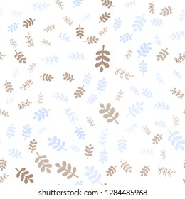 Light Blue, Green vector seamless elegant background with leaves, branches. Colorful abstract illustration with leaves in doodle style. Pattern for design of fabric, wallpapers.