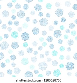 Light Blue, Green vector seamless doodle background with flowers. Decorative design of flowers on white background. Design for wallpaper, fabric makers.