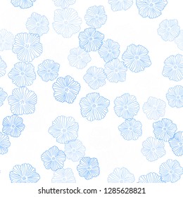 Light Blue, Green vector seamless abstract design with flowers. Decorative design of flowers on white background. Pattern for trendy fabric, wallpapers.