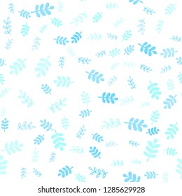 Light Blue, Green vector seamless natural artwork with leaves, branches. Brand new colored illustration with leaves and branches. Pattern for design of fabric, wallpapers.