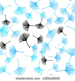 Light Blue, Green vector seamless doodle pattern with leaves. Glitter abstract illustration with doodles and leaves. Template for business cards, websites.