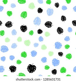 Light Blue, Green vector seamless elegant template with leaves. Modern geometrical abstract illustration with leaves. Texture for window blinds, curtains.