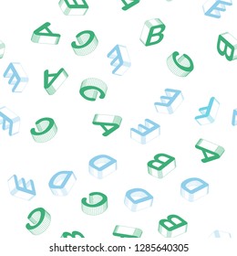 Light Blue, Green vector seamless pattern with 3D ABC symbols. Abstract illustration with 3D ABC symbols. Design for wallpaper, fabric makers.