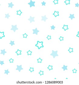 Light Blue, Green vector seamless cover with small and big stars. Modern geometrical abstract illustration with stars. Template for business cards, websites.
