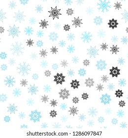 Light Blue, Green vector seamless layout with bright snowflakes. Shining colored illustration with snow in christmas style. Trendy design for wallpaper, fabric makers.