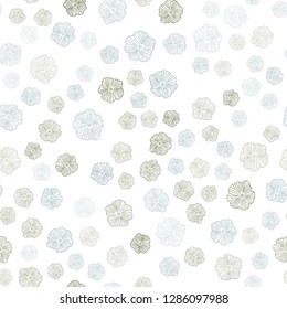 Light Blue, Green vector seamless natural artwork with flowers. Glitter abstract illustration with flowers. Design for wallpaper, fabric makers.