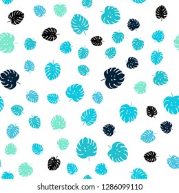 Light Blue, Green vector seamless abstract pattern with leaves. Creative illustration in blurred style with leaves. Design for textile, fabric, wallpapers.