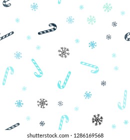 Light Blue, Green vector seamless background with tasty xmas sweets.