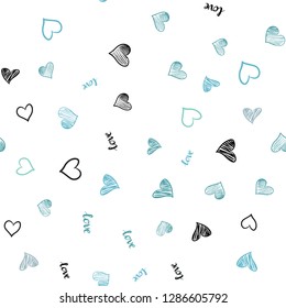 Light Blue, Green vector seamless backdrop with phrase LOVE YOU, hearts. Colorful illustration with quote LOVE YOU, hearts. Design for wallpaper, fabric makers.