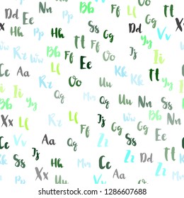 Light Blue, Green vector seamless template with isolated letters. Colored alphabet signs with gradient on white background. Template for business cards, websites.