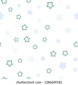 Light Blue, Green vector seamless pattern with christmas stars. Decorative shining illustration with stars on abstract template. Texture for window blinds, curtains.