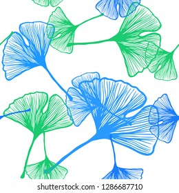 Light Blue, Green vector seamless abstract backdrop with leaves. Creative illustration in blurred style with leaves. Design for wallpaper, fabric makers.