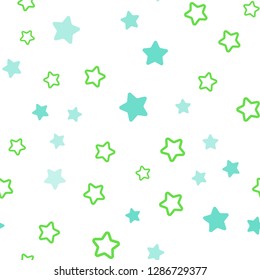 Light Blue, Green vector seamless cover with small and big stars. Shining colored illustration with stars. Design for textile, fabric, wallpapers.