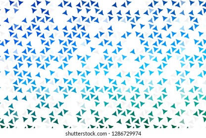 Light Blue, Green vector seamless cover in polygonal style. Triangles on abstract background with colorful gradient. Pattern for design of window blinds, curtains.