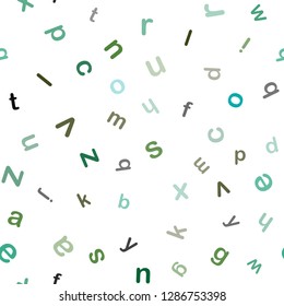 Light Blue, Green vector seamless layout with latin alphabet. Abstract illustration with colored latin alphabet. Pattern for trendy fabric, wallpapers.