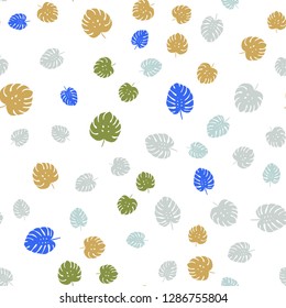 Light Blue, Green vector seamless elegant template with leaves. Shining colored illustration with leaves in doodle style. Design for wallpaper, fabric makers.