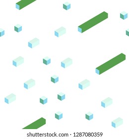 Light Blue, Green vector seamless, isometric background with rectangles. Illustration with set of colorful rectangles. Pattern for trendy fabric, wallpapers.