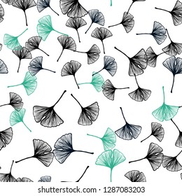 Light Blue, Green vector seamless doodle background with leaves. Colorful illustration in doodle style with leaves. Design for textile, fabric, wallpapers.