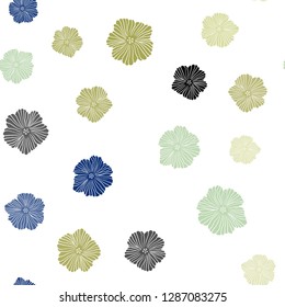 Light Blue, Green vector seamless abstract backdrop with flowers. Creative illustration in blurred style with flowers. Design for wallpaper, fabric makers.