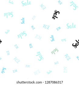 Light Blue, Green vector seamless cover with symbols of 30, 50, 70 % sales. Abstract illustration with colorful gradient symbols of sales. Backdrop for super sales on Black Friday.