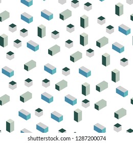 Light Blue, Green vector seamless, isometric template with rhombus. Modern abstract illustration with colorful rectangles. Pattern for trendy fabric, wallpapers.