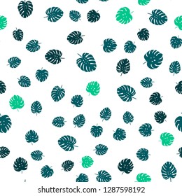 Light Blue, Green vector seamless doodle background with leaves. Brand new colored illustration in blurry style with leaves. Design for textile, fabric, wallpapers.