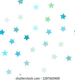 Light Blue, Green vector seamless background with colored stars. Stars on blurred abstract background with gradient. The pattern can be used for websites.