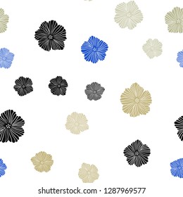 Light Blue, Green vector seamless elegant template with flowers. Colorful illustration in doodle style with flowers. Template for business cards, websites.