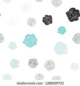 Light Blue, Green vector seamless elegant pattern with flowers. Colorful illustration in doodle style with flowers. Pattern for trendy fabric, wallpapers.