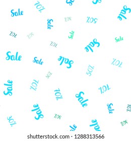 Light Blue, Green vector seamless template with 30, 50, 70% selling. Illustration with signs of sales on abstract template. Backdrop for ads, leaflets of Black Friday.