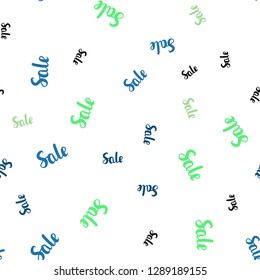 Light Blue, Green vector seamless pattern with sale signs. Colorful set of  percentage signs in simple style. Backdrop for super sales on Black Friday.