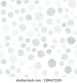 Light Blue, Green vector seamless elegant background with flowers. Modern abstract illustration with flowers. Pattern for trendy fabric, wallpapers.