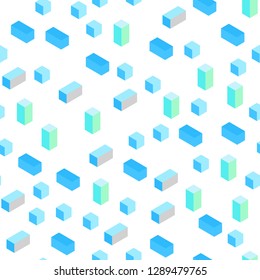 Light Blue, Green vector seamless, isometric template with rhombus. Rectangles on abstract background with colorful gradient. Texture for window blinds, curtains.