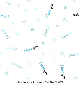 Light Blue, Green vector seamless template with doodle hearts. Illustration with hearts in love concept for valentine's day. Design for ad, poster, banner of Valentine Day.