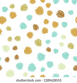 Light Blue, Green vector seamless natural backdrop with leaves. leaves on blurred abstract background with gradient. Pattern for trendy fabric, wallpapers.