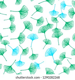 Light Blue, Green vector seamless abstract design with leaves. leaves on blurred abstract background with gradient. Design for textile, fabric, wallpapers.