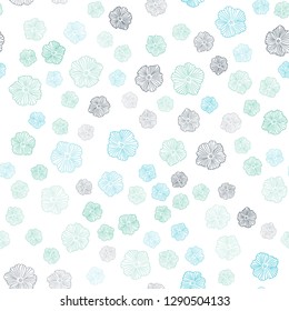 Light Blue, Green vector seamless doodle pattern with flowers. Illustration with colorful abstract doodle flowers. Design for wallpaper, fabric makers.