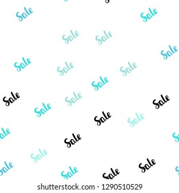 Light Blue, Green vector seamless background with words of sales. Shining colorful illustration with isolated selling prices. Backdrop for super sales on Black Friday.